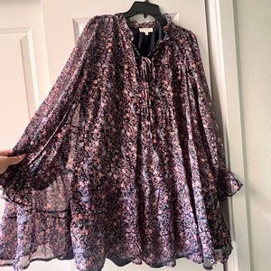 Melloday Floral Flowy mini dress with sleeves.